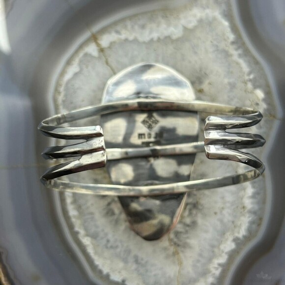 Sterling Southwestern Style Large Teardrop Azurite Malachite Bracelet For Women - Picture 7 of 10